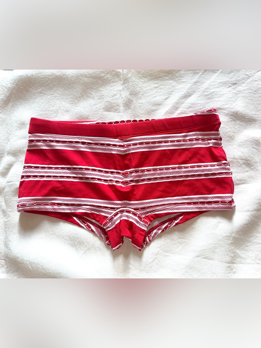 Men's Red Striped Swim Bike Shorts – Supportive Active Trunk